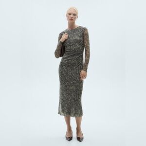 Mango animal print mesh dress NWT